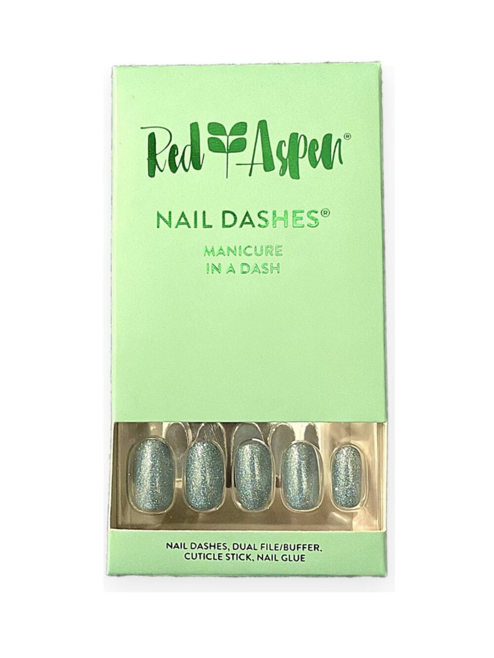 Red Aspen Press-On Nails | Icy Blue Glitter | Brand New in Box
